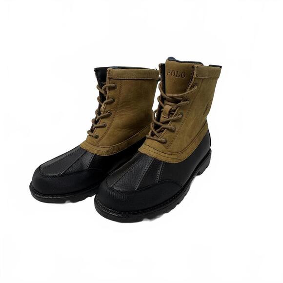 Polo Ralph Lauren Boys Duck Boots Brown and Black Sz 6 EU 39